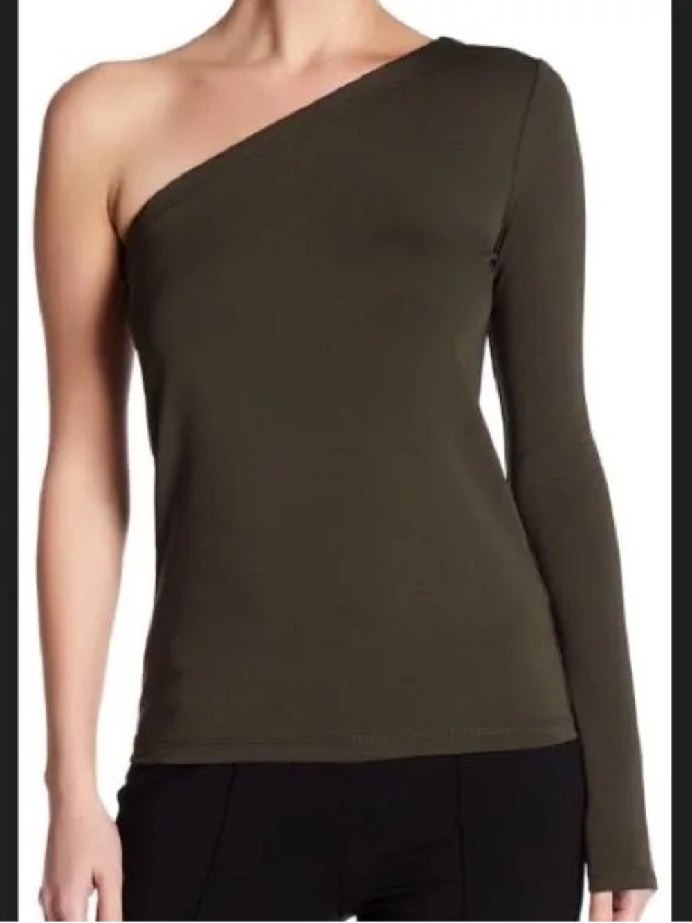 Theory Lefft One-Shoulder Shirt Dark olive Green Small